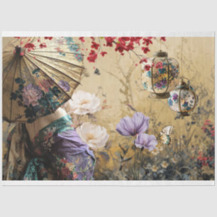 Chinoiserie Oriental Lady Portrait & Floral  Tissue Paper