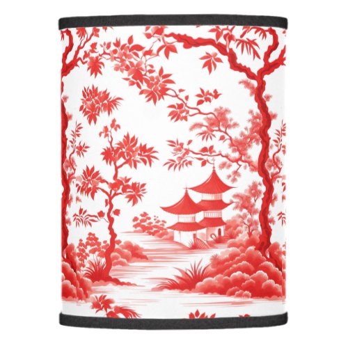 CHINOISERIE PAGODA IN RED LAMP SHADE
