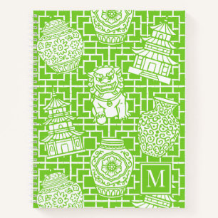 Chinoiserie Pagoda – Lime Preppy Asian Garden Notebook