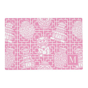 Chinoiserie Pagoda – Pink Preppy Asian Garden Placemat