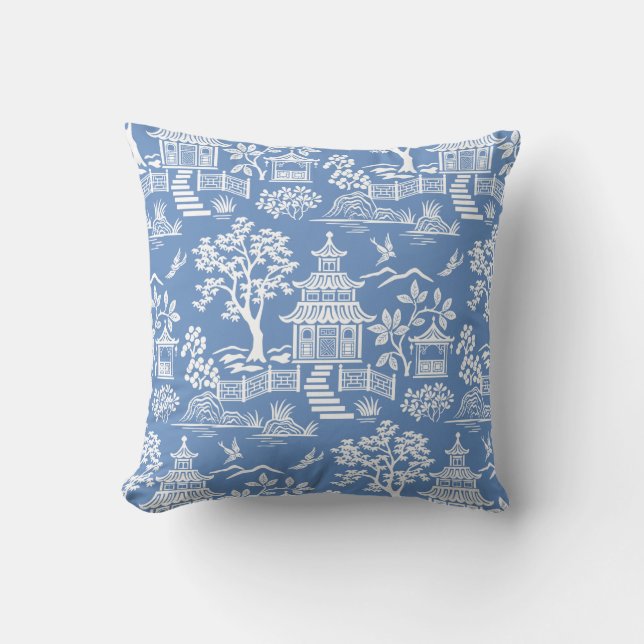 Chinoiserie Pagoda Throw Pillow (Front)