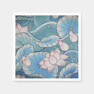 Chinoiserie Pastel Oriental Pink & Blue Floral Paper Napkins