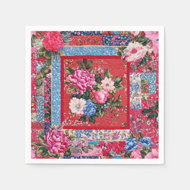 Chinoiserie Patchwork Floal Napkins (Front)