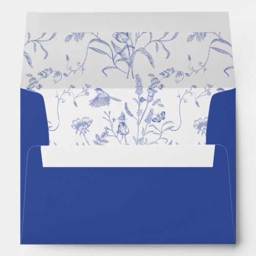 Chinoiserie Pattern Blue Wedding Envelope