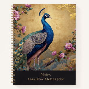 Chinoiserie Peacock Spiral Notebook