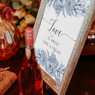 Chinoiserie Peony Floral Blue White Dessert Bridal Faux Canvas Print