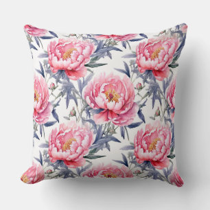 Chinoiserie Pink And White Peony Throw Pillow