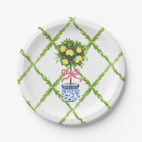 Chinoiserie Pink Ginger Jar Topiary Paper Plates