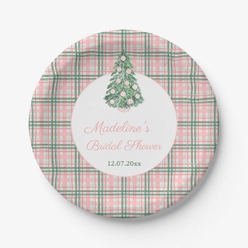 Chinoiserie Pink Green Christmas Wedding Shower  Paper Plates