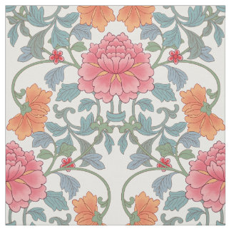Chinoiserie | Pink Peonies Floral Pattern Fabric