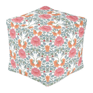 Chinoiserie | Pink Peonies Floral Pattern Pouf