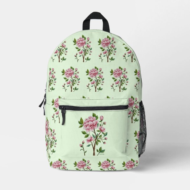 Chinoiserie Pink Peony Backpack (Front)