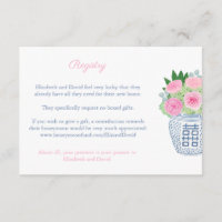 Chinoiserie Pink Roses Ginger Jar Shower Registry
