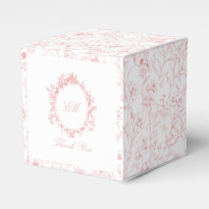 Chinoiserie Pink Toile Floral Crest Wedding Favor Boxes