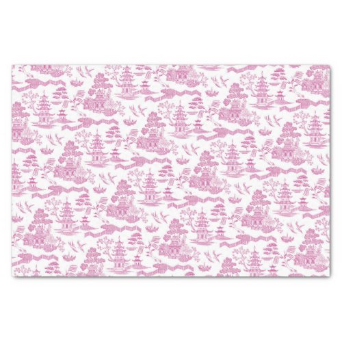 Chinoiserie Pink Willow Decoupage Tissue Paper