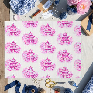 Chinoiserie Pink Willow Pagoda Tissue Paper