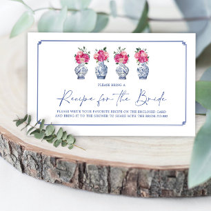 Chinoiserie Porcelain Bridal Shower Recipe Request Enclosure Card