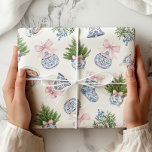Chinoiserie Preppy Bow Christmas Wrapping Paper<br><div class="desc">Chinoiserie Preppy Bow Christmas Wrapping Paper</div>