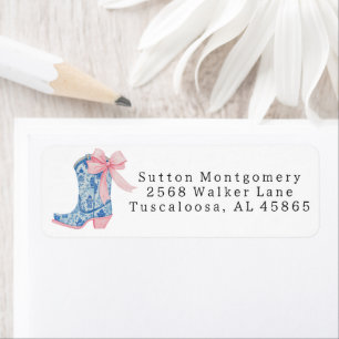 Chinoiserie Preppy Cowgirl Coquette Boot Address Label