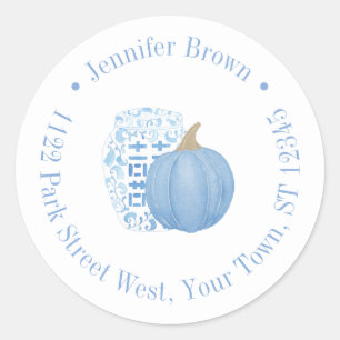 Chinoiserie Pumpkin Ginger Jar Return Address Classic Round Sticker