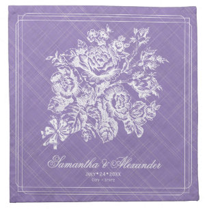 Chinoiserie Purple Roses Old Money Wedding Cloth Napkin