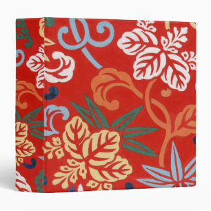 Chinoiserie Red Hawaiian Floral Japanese Kimono 3 Ring Binder