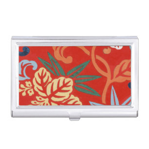 Chinoiserie Red Hawaiian Floral Japanese Kimono Business Card Case