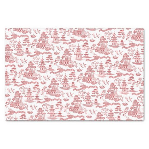 Chinoiserie Red Willow Decoupage Tissue Paper