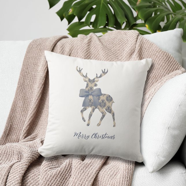 Chinoiserie Reindeer Christmas Throw Pillow (Creator Uploaded)