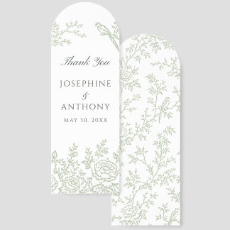Chinoiserie Sage Green Floral Wedding Bookmarks