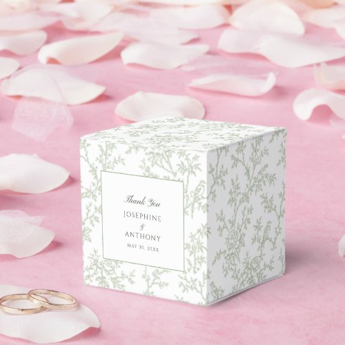 Chinoiserie Sage Green Floral Wedding Welcome  Favor Boxes