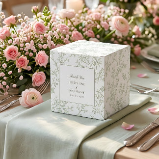 Chinoiserie Sage Green Floral Wedding Welcome Favor Boxes