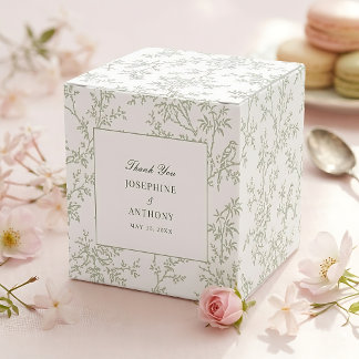 Chinoiserie Sage Green Floral Wedding Welcome Favor Boxes