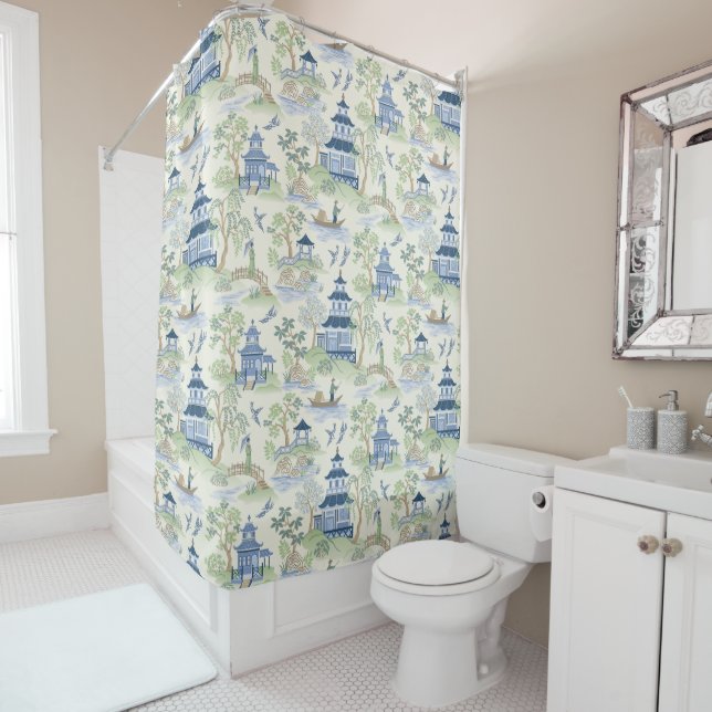 Chinoiserie Shower Curtain (In Situ)