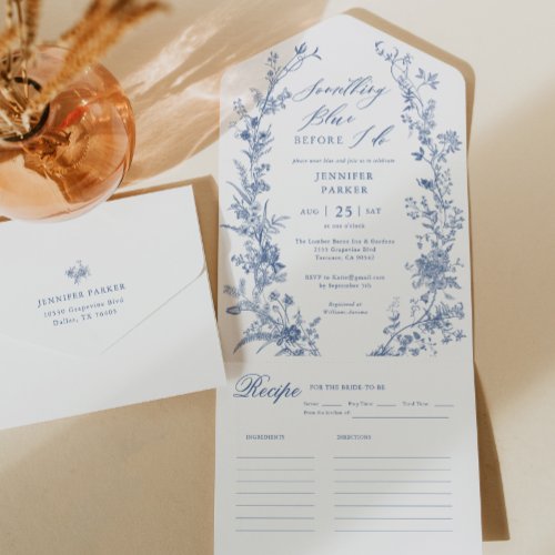  Chinoiserie Something Blue Bridal Shower All In One Invitation