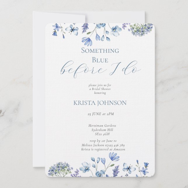 Chinoiserie Something Blue Bridal Shower Invitation (Front)