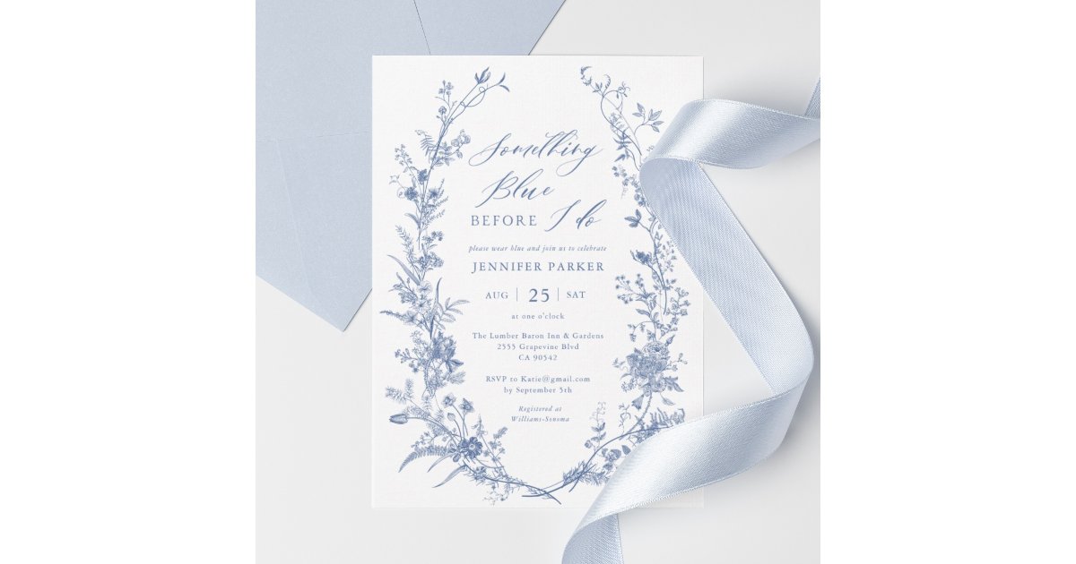 Chinoiserie Something Blue Bridal Shower Invitation | Zazzle