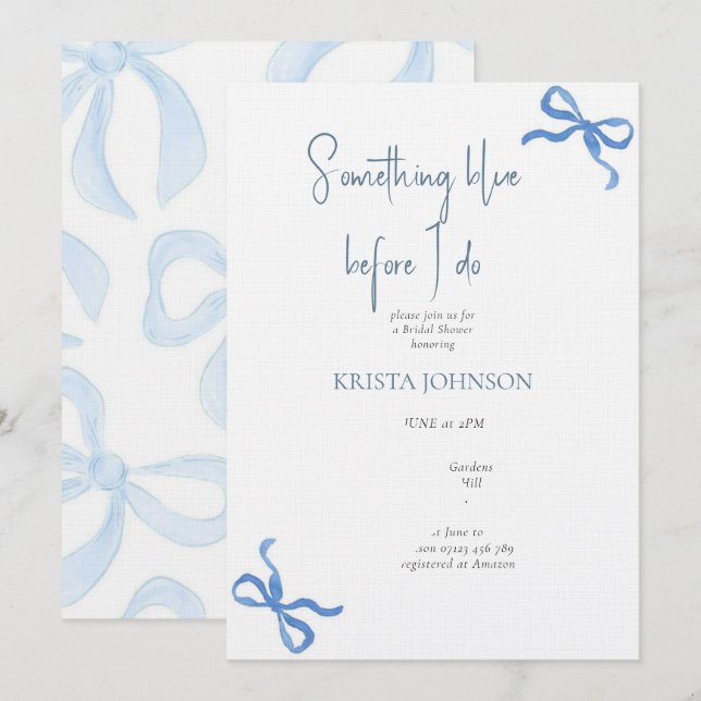 Chinoiserie Something Blue Bridal Shower Invitation (Front/Back)