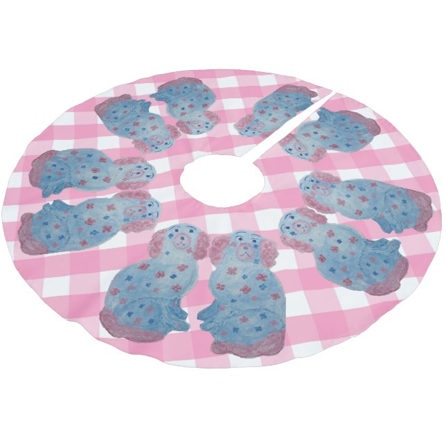 Chinoiserie Staffordshire Dogs Dog  Brushed Polyester Tree Skirt (Angled)