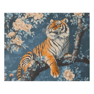 Chinoiserie Style Tiger Faux Canvas Print