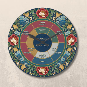 Chinoiserie TCM Organ Cycle Five Elements Large Clock