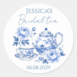 Chinoiserie Teapot Floral Vintage Bridal Shower Classic Round Sticker