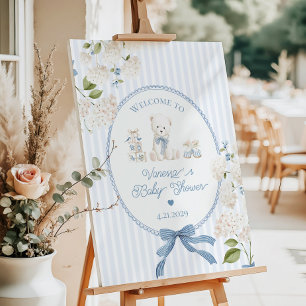 Chinoiserie Teddy Bear French Baby Shower Welcome Foam Board