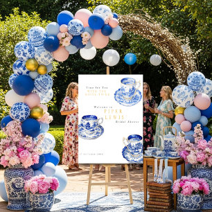 Chinoiserie Time for Tea Bridal Shower Blue  Foam Board