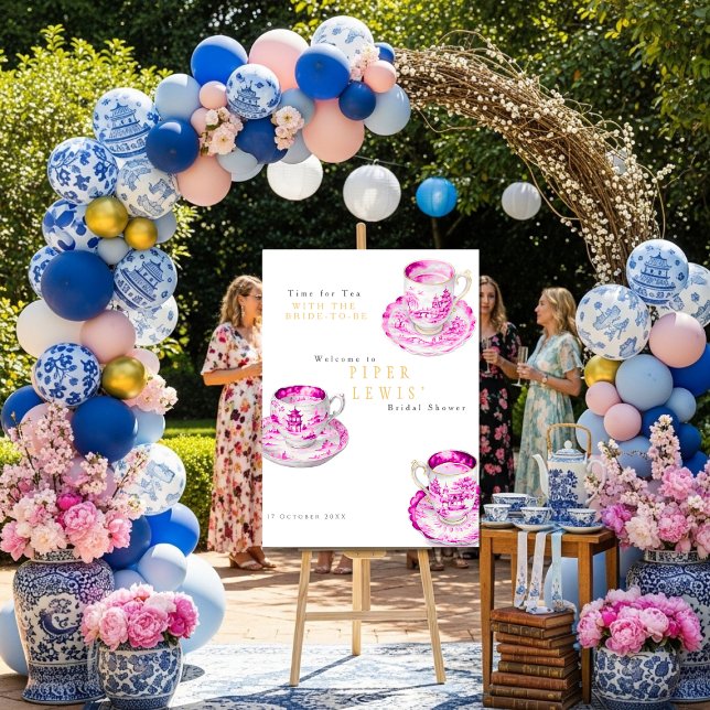 Chinoiserie Time for Tea Bridal Shower Pink Foam Board (Chinoiserie Time for Tea Bridal Shower Pink Foam Board)