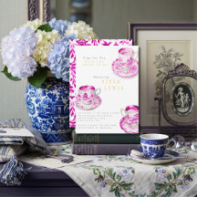 Chinoiserie Time for Tea Bridal Shower Pink 