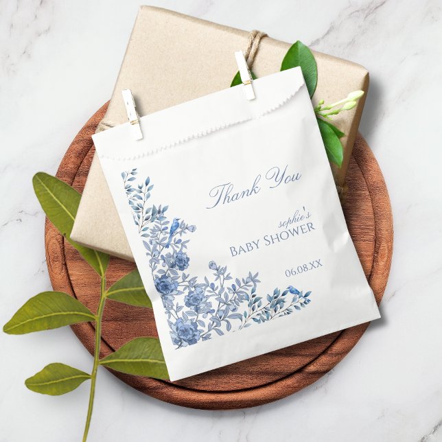 Chinoiserie Toile Blue Floral Baby Shower Favor Bag (Creator Uploaded)