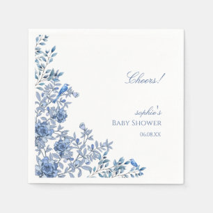 Chinoiserie Toile Blue Floral Baby Shower Napkins