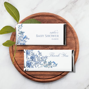 Chinoiserie Toile Blue Floral Candy Wrapper Hershey Bar Favors