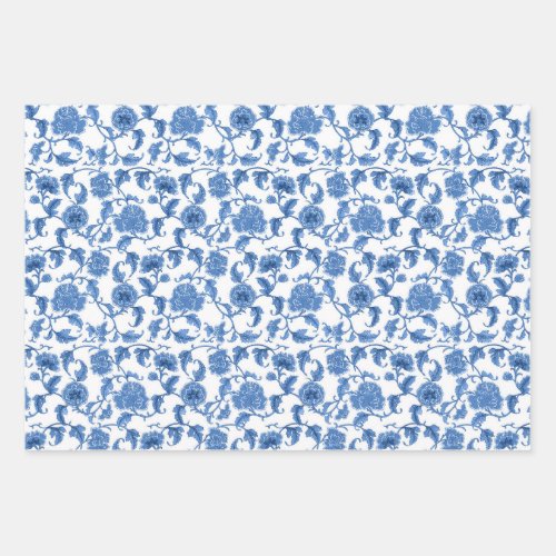 Chinoiserie Toile Blue Willow Wrapping Paper Sheets